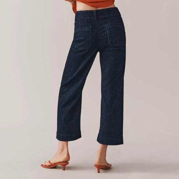 Anthropologie Maeve The Colette Scallop-Pocket Crop Wide-Leg Jeans 28T NWT 28 T - Picture 5 of 7